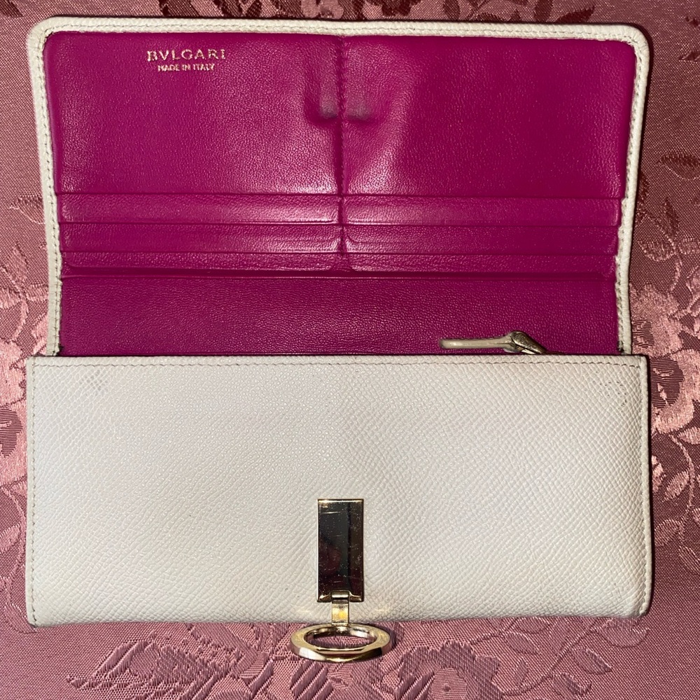 Bulgari Pink and Off-White Women's Wallet